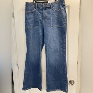 Liz Claiborne NWT flat front pockets wide leg jeans flexi fit waist size 16